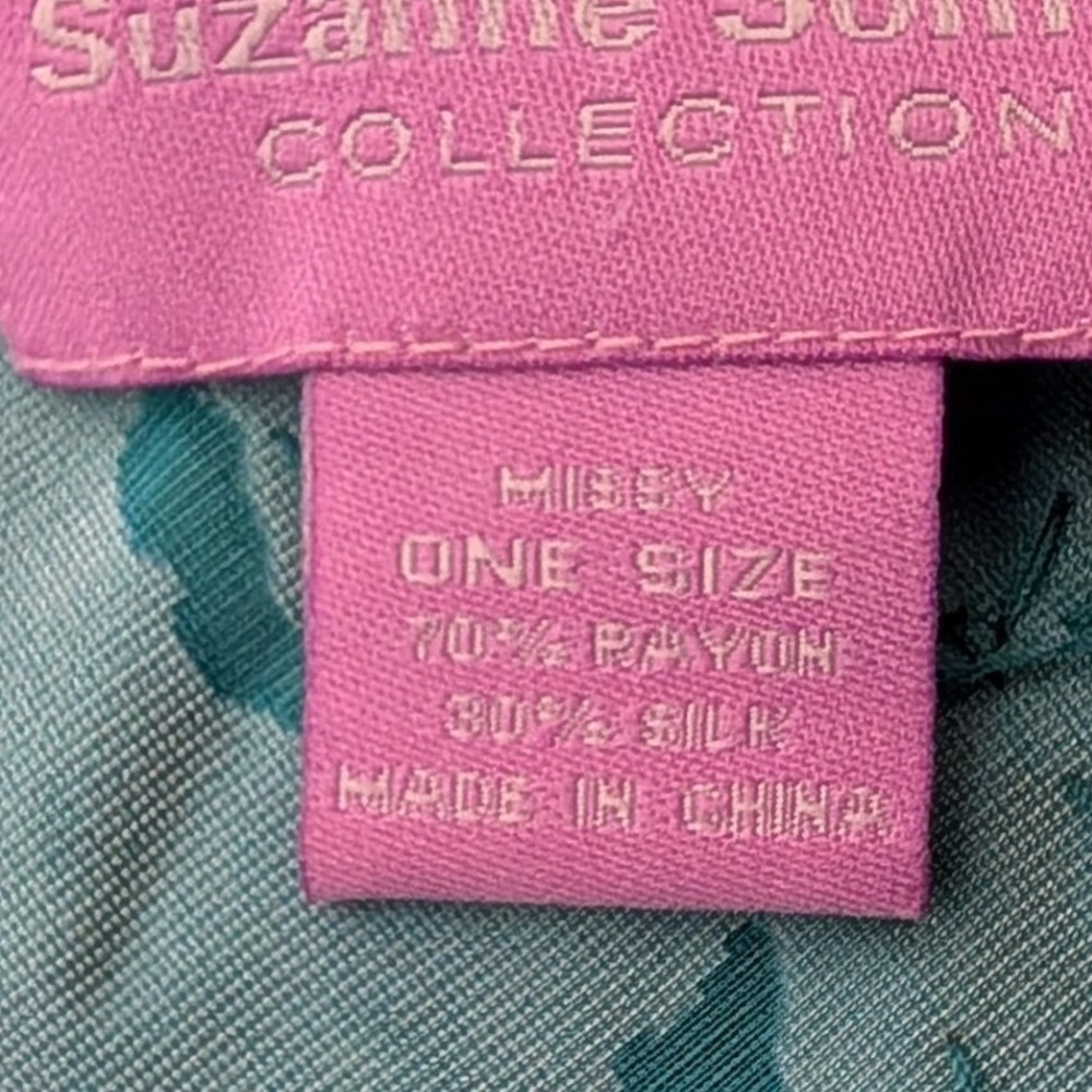 Suzanne Somers Burnout Velvet Beaded Floral Kimono Duster Fringe Turquoise OS - Picture 3 of 6
